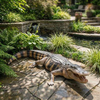 HomeStyles Whimsical Standing Gator the Alligator Garden Statue